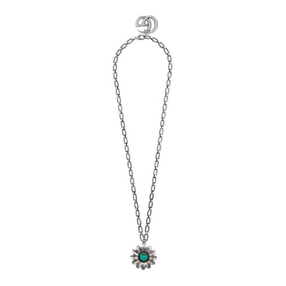 Gucci Marmont Double G Flower Necklace Blue/Silver